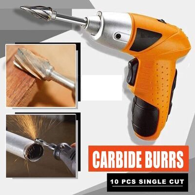품질 금속 도구 고체 탄화물 Burr 세트, 10 PCS 이중 절단 텅스텐 탄화물 회전 Burr 세트, 1/4 인치 턱 다이 밀더 비트 공장